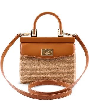 Rodo Paris Raffia Tote Bag - Marron