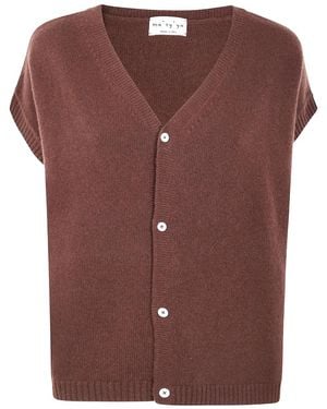 Ma'ry'ya Button Knitted Vest - ブラウン