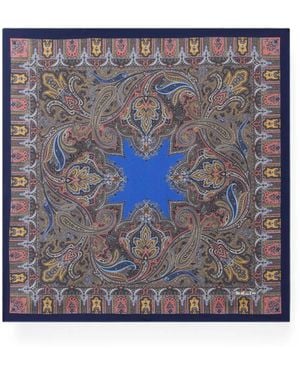 Etro Geometric Paisley-Print Pocket Square - Gray