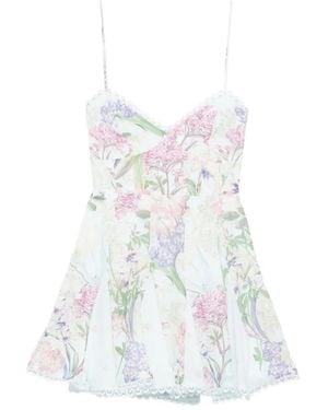 Charo Ruiz Marlene Floral Lace Mini Dress - White