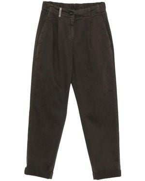 Peserico Pleated-Detail Turn-Up Trousers - Grey