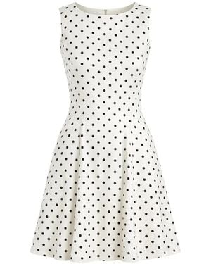 Rene' Derhy Maelis Polka Dot Flared Dress - White