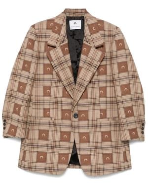Marine Serre Moon-Checked Jacquard Blazer - Brown