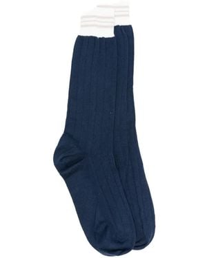Eleventy Ribbed Stripe Socks - Blue