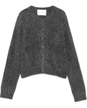 Soft Goat Brushed-Finish Button-Up Cardigan - Gray