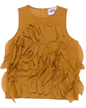 Alpha Studio Ruffled Top - Natural