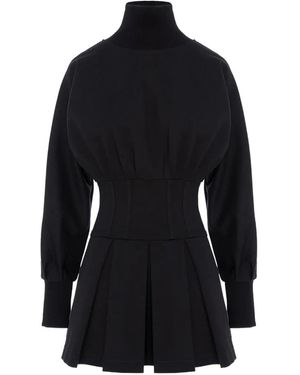 Hamza Nyssa Pleated Dress - Black