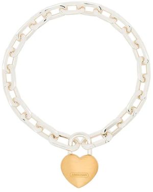Ambush Heart-Pendant Chain-Link Bracelet - Metallic