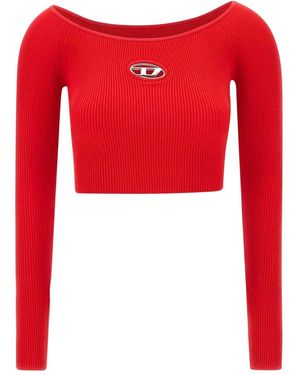 DIESEL Geripptes M-Vera Oberteil - Rot