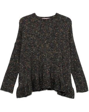 Kristina Ti Speckled Ruffled Sweater - Black