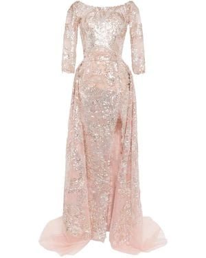 Saiid Kobeisy Embroidered Maxi Dress - Pink