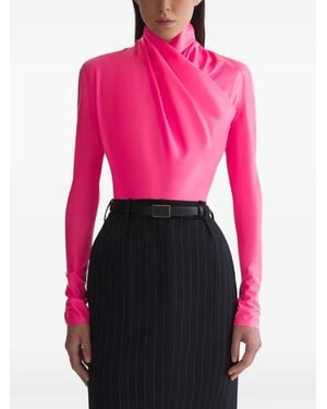 Mugler Top Drapeado Con Manga Larga - Rosa