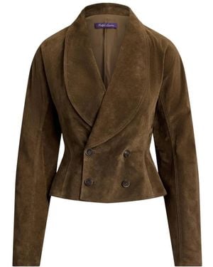 Ralph Lauren Trudie Double-Breasted Suede Jacket - Brown