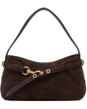 Miu Miu Wildleder-Schultertasche mit Hakenverschluss - Schwarz