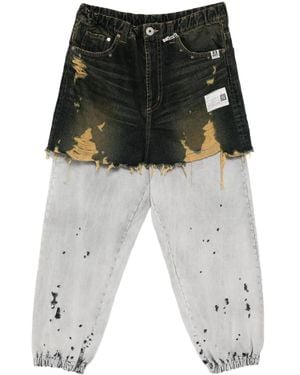 Maison Mihara Yasuhiro Distressed Cotton Trouser-Skirt - Black