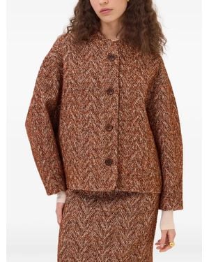 Ottod'Ame Herringbone Button-Up Jacket - Brown