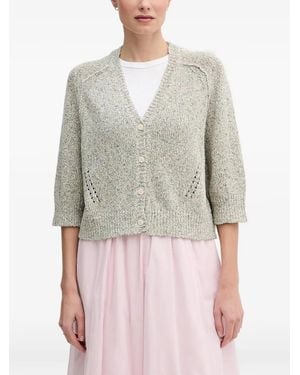 Mos Mosh Lizet Pointelle-Knit Button-Up Cardigan - Grey