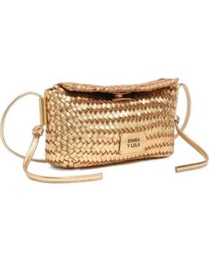 Bimba Y Lola Mini Sac À Bandoulière En Cuir Tressé Doré - Metallic