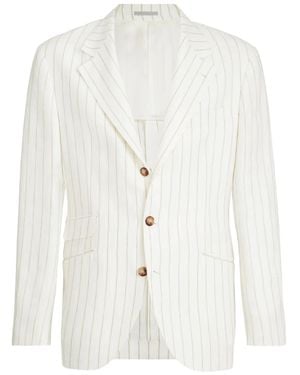 Brunello Cucinelli Striped Blazer - White