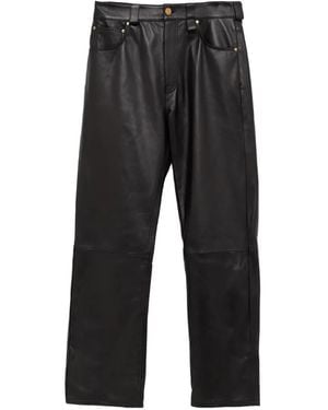 Willy Chavarria Straight-Leg Leather Trousers - Black