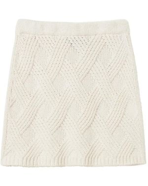 Twinset Short Knit Skirt With Criss-Cross Pattern - White