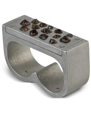 Parts Of 4 Plate Double Ring Mit Granat - Grau