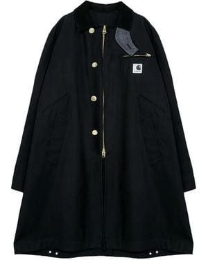 Carhartt X Sacai Duck Coat Logo Trench Coat - Black