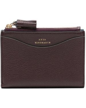 Anya Hindmarch Peeping-Eyes Double-Zip Leather Wallet - Brown