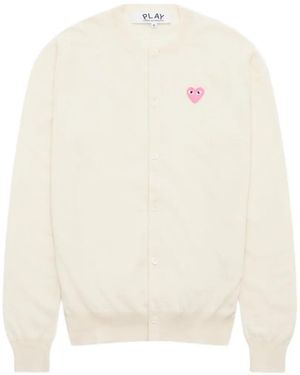 COMME DES GARÇONS PLAY Heart-Patch Crew-Neck Cardigan - White