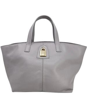Madison Maison X Joan Hornig Lock-Detail Leather Tote Bag - Grey