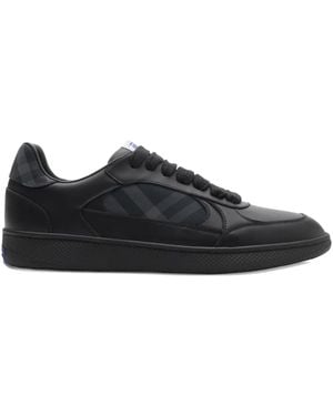 Burberry Leather And Check Terrace Trainers - Black