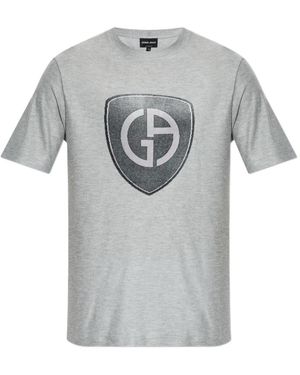 Giorgio Armani Logo-Detailed Crewneck T-Shirt - Grey