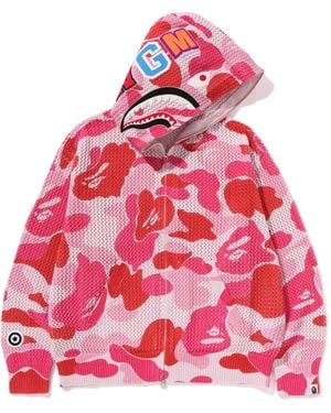 A Bathing Ape Felpa Con Fantasia Camouflage - Rosso