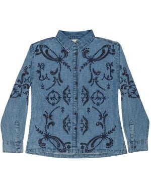 MAISON HOTEL Stella Constellation Embroidered Denim Shirt - Blue