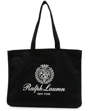Polo Ralph Lauren Logo-Print Canvas Tote Bag - Black