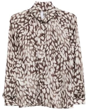 Imperial Abstract-Print Gathered Blouse - White