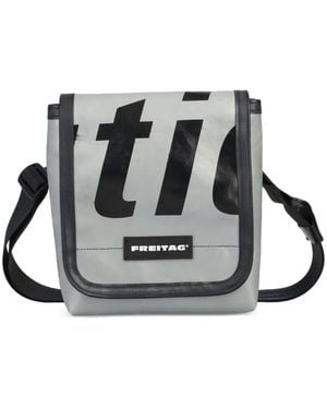 Freitag Bandolera Pequeña Con Parche Del Logo - Gris