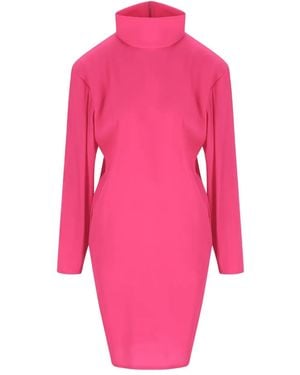Saint Laurent High-Neck Midi Dress - Pink