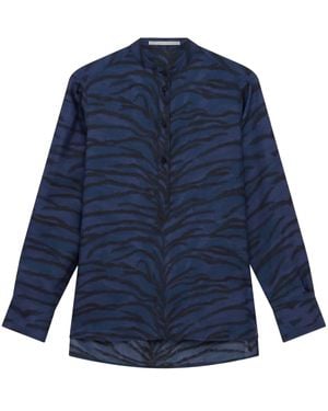 Stella McCartney Tiger-Print Silk Shirt - Blue