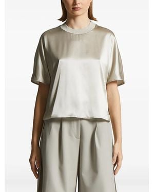 Peserico Frosted Landscape Silk Satin Tee - Green