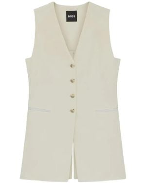 BOSS Veston Boutonné À Design Sans Manches - White