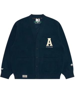 Aape By A Bathing Ape V-Neck Logo Cardigan - Blue
