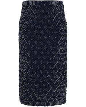 P.A.R.O.S.H. Sequinned Midi Skirt - Blue