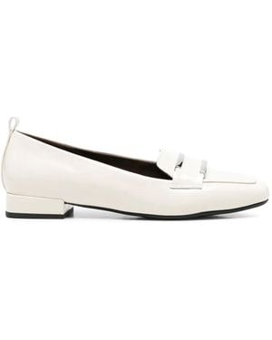 SERGIO MORETTI FIRENZE Metal-Plaque Square-Toe Loafers - White