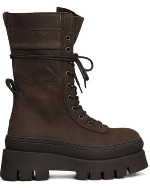 COPENHAGEN Combat Platform Boots - Brown