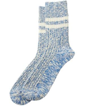 RoToTo Slub Sokken Met Streepdetail - Blauw