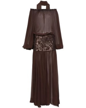 Atu Body Couture スパンコールトリム オフショルダー ドレス - ブラウン