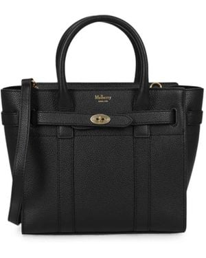 Mulberry Mini Zipped Bayswater Grained Tote Bag - Black