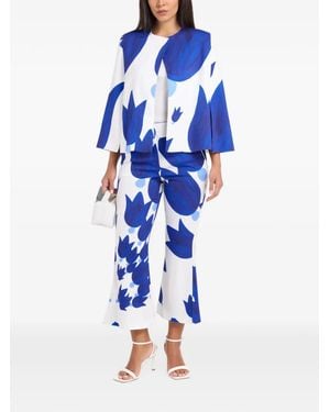 Themis Z Theano Patterned Cape Coat - Blue