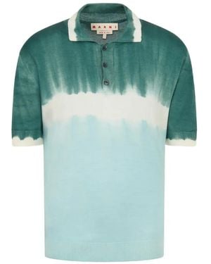 Marni Geripptes Poloshirt Mit Batikmuster - Grün